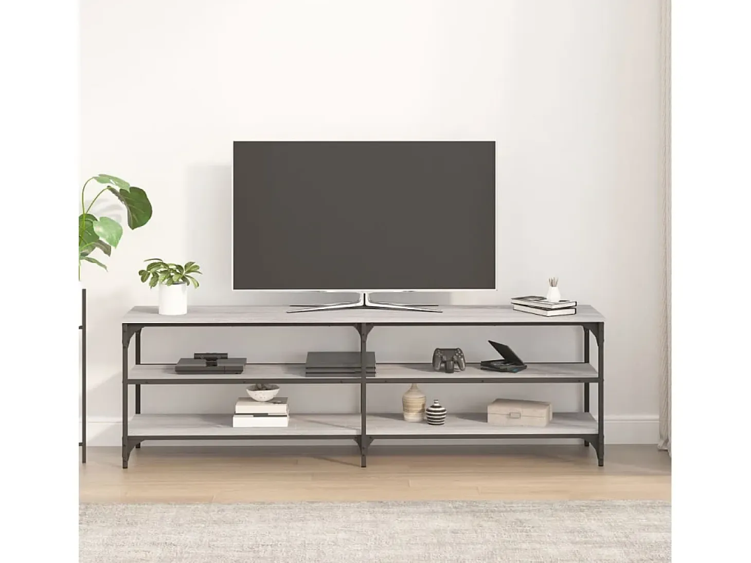 Chiloquin Mueble de TV madera contrachapada gris Sonoma 160x30x50 cm