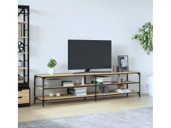 Chiloquin Mueble TV metal y madera contrachapada roble Sonoma 200x30x50cm