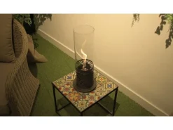 Chimenea de bioetanol blanca TOLOSA, biochimenea de sobremesa, D20 x H49,5, para interior y exterior