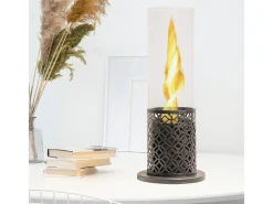 Chimenea de bioetanol blanca TOLOSA, biochimenea de sobremesa, D20 x H49,5, para interior y exterior