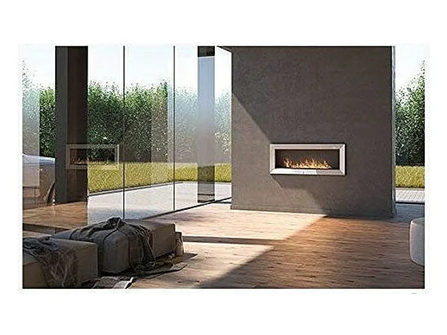 Chimenea de bioetanol empotrada Frame 1200 SimpleFire blanca con cristal