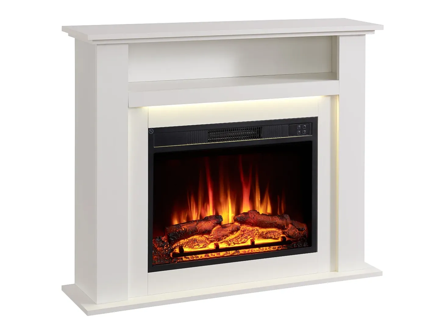 Chimenea eléctrica BALDERIA Liora - Chimenea de pie, estante, calefacción - blanco