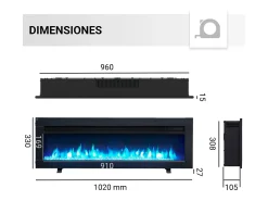 Chimenea eléctrica BALDERIA Agnes 40 - Chimenea de pie, de pared o empotrable - Negro