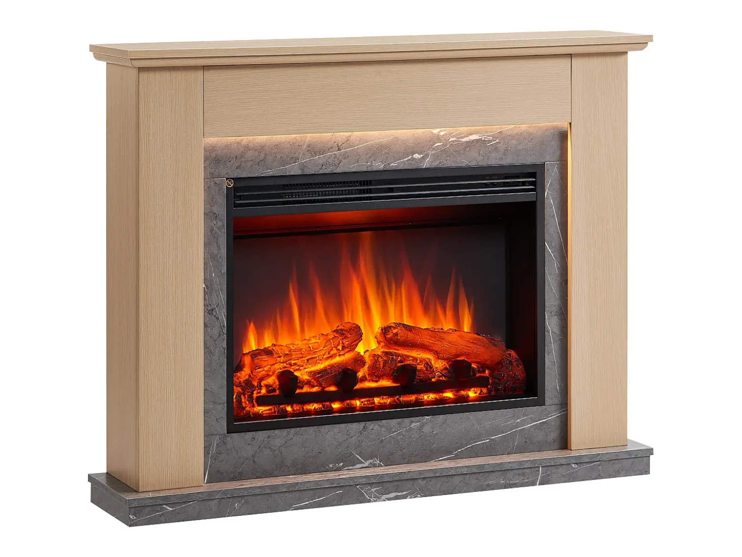 Chimenea eléctrica BALDERIA Ajax - Chimenea de pie - Roble claro