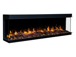 Chimenea eléctrica de 3 caras SOLIS 150 - fuego premium, empotrada - 150x30x46 cm - LED decorativa con calefacción 750/1500 W