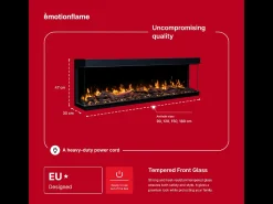 Chimenea eléctrica de 3 caras SOLIS 150 - fuego premium, empotrada - 150x30x46 cm - LED decorativa con calefacción 750/1500 W