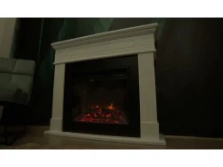 Chimenea eléctrica de esquina de suelo MADISON en madera de nogal L126 x P78 x H83