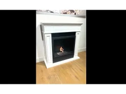 Chimenea eléctrica de suelo JEFFERSON de madera blanca L 89,5 x H 90,5 x D 28