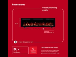 Chimenea eléctrica MONARCH 107 - fuego premium - de pared y empotrados - 107x13x35 cm - chimenea LED con calefacción 900/1800 W