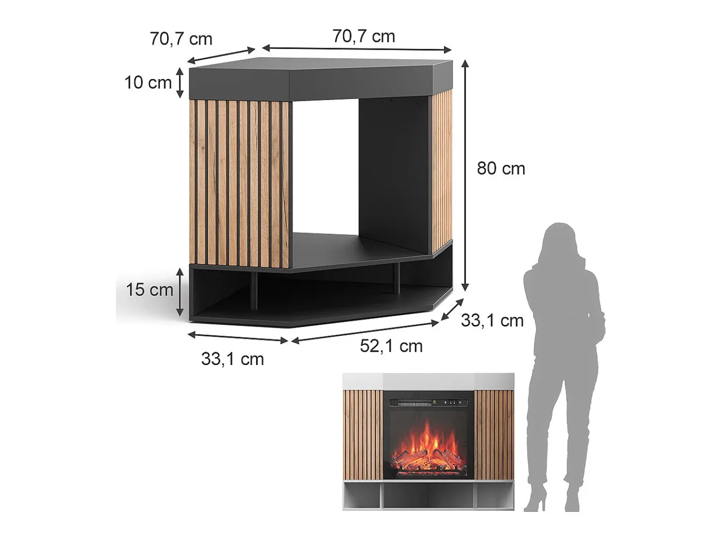 Chimenea eléctrica negro 100x73x80 lynea