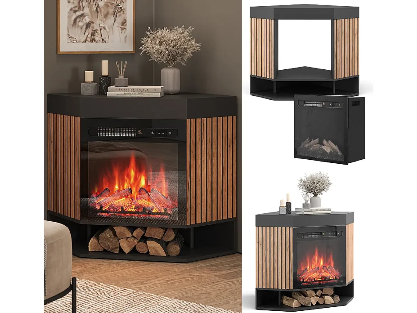 Chimenea eléctrica negro 100x73x80 lynea