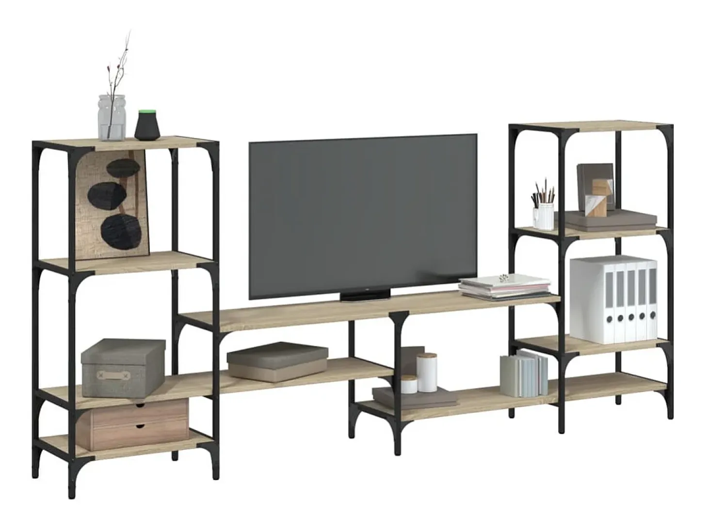 Cilyra Mueble de TV madera de ingeniería roble Sonoma 206,5x28,5x95 cm