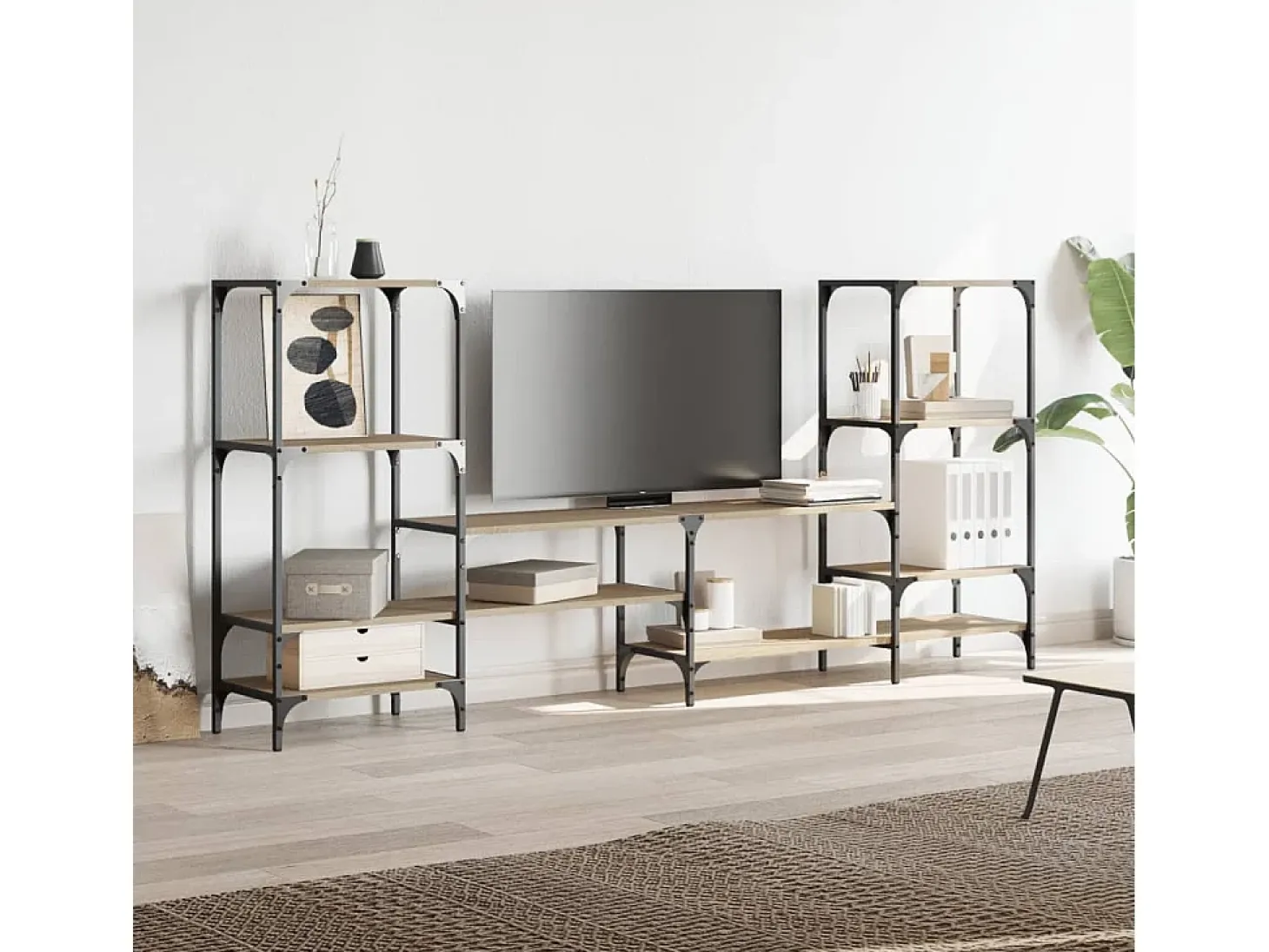 Cilyra Mueble de TV madera de ingeniería roble Sonoma 206,5x28,5x95 cm