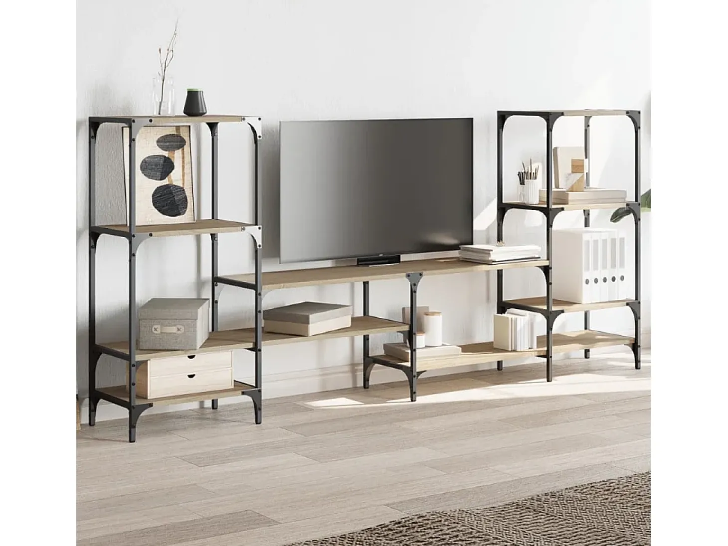 Cilyra Mueble de TV madera de ingeniería roble Sonoma 206,5x28,5x95 cm