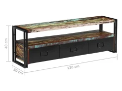 Claire-Aurore Mueble de TV madera maciza reciclada 120x30x40 cm