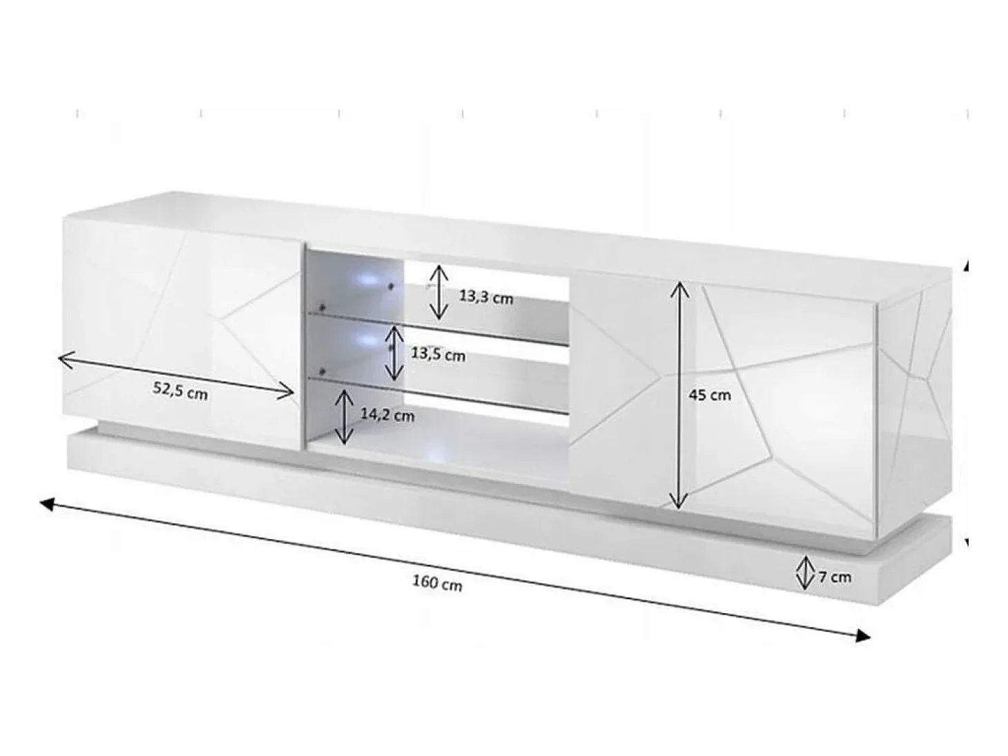 Clost 160 cm negro LED soporte de TV - Con LEDs