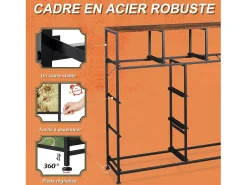 Cómoda de 9 cajones para dormitorio, estilo industrial, estructura de metal, tablero de madera, multicolor