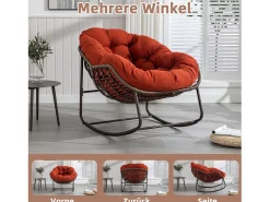 Cocon - Mecedora de ratán - Estructura de acero con cojín suave - Para uso en interiores y exteriores