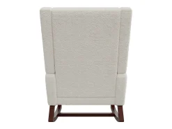 Cojín lumbar con bolsillo lateral y reposapiés, Mecedora, Patas de Madera Maciza, Beige