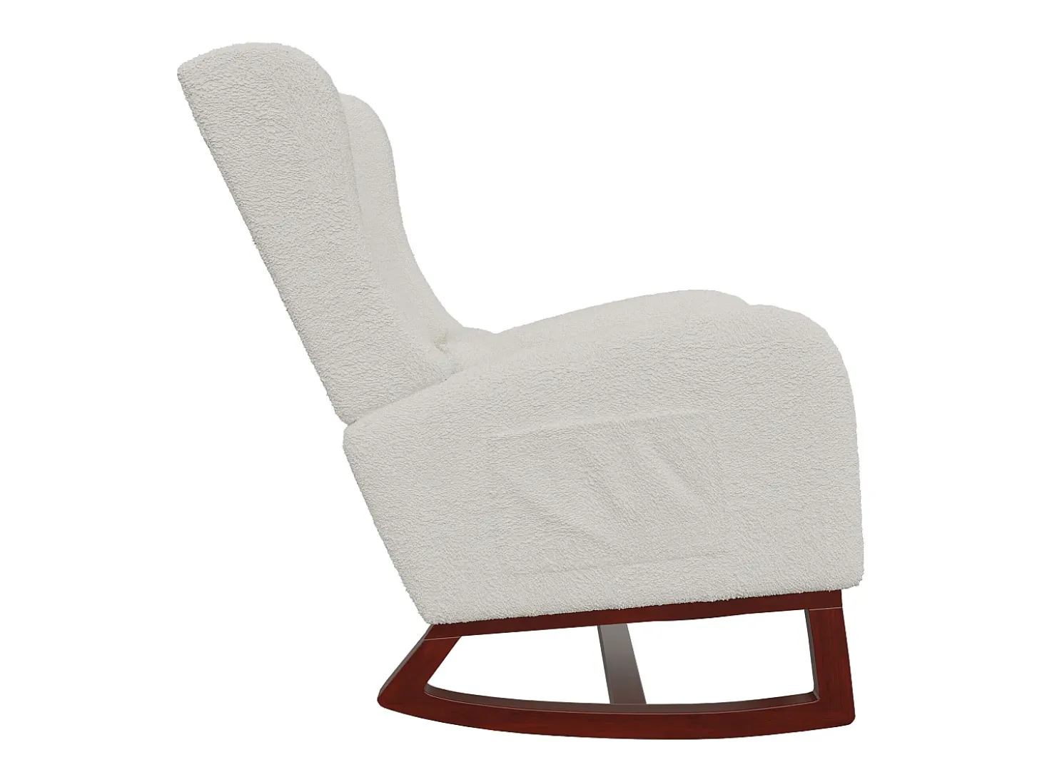 Cojín lumbar con bolsillo lateral y reposapiés, Mecedora, Patas de Madera Maciza, Beige