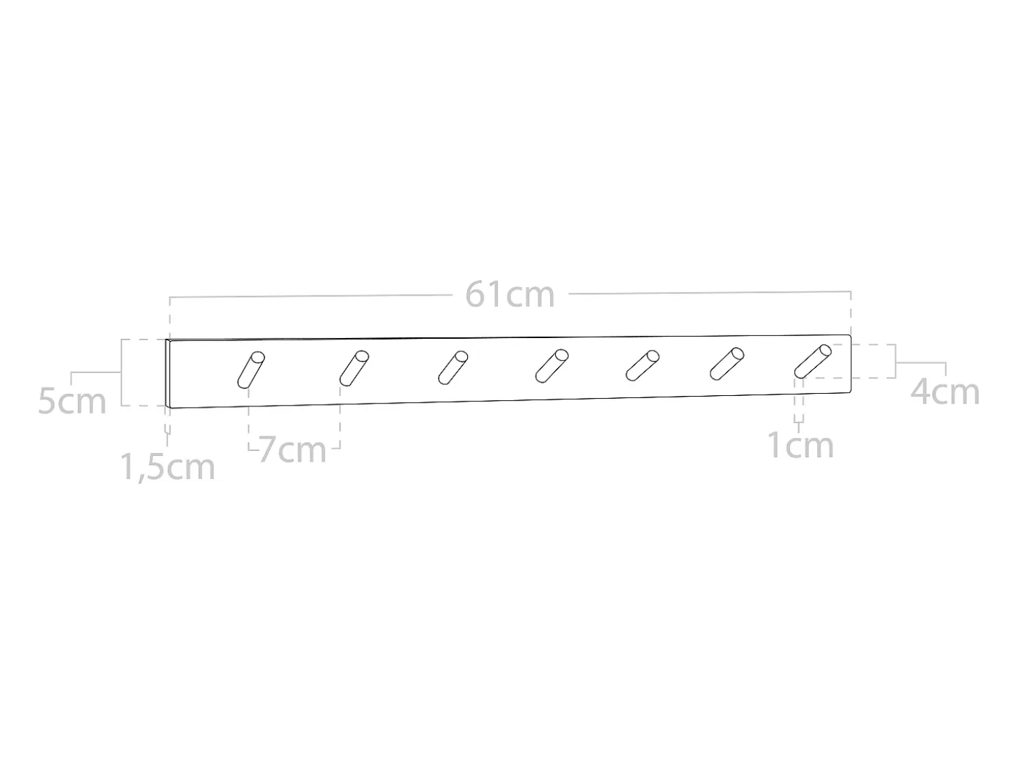 Colgador de pared de madera maciza en tono nogal de 61x5cm - KATE - DECOWOOD