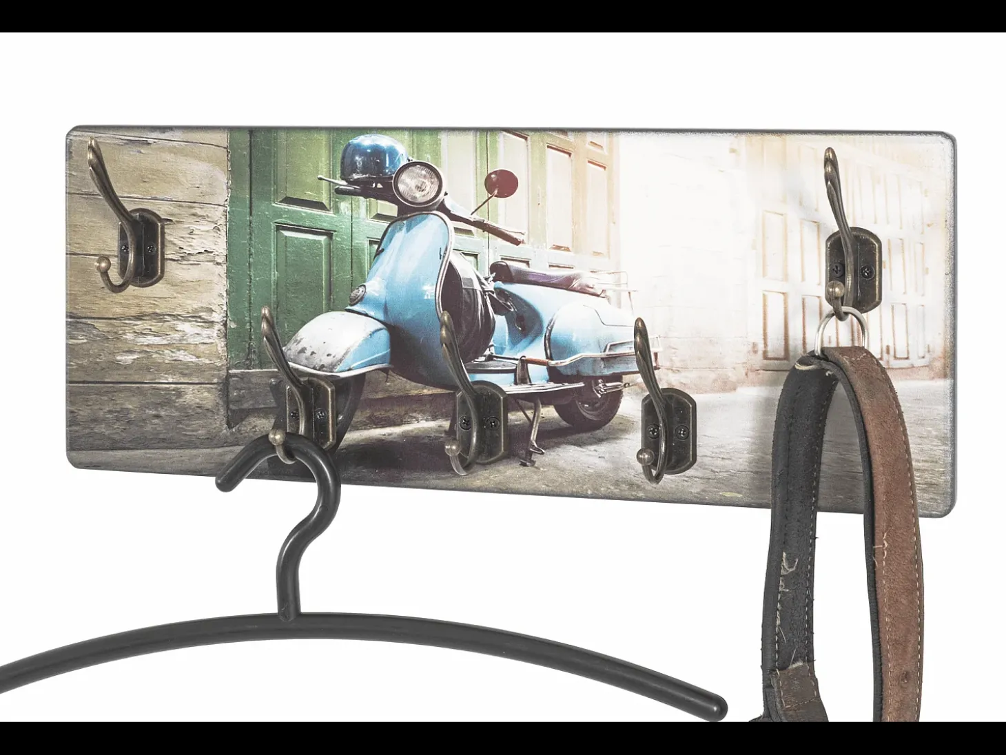 Colgadores de pared de diseño scooter vintage, 5 colgadores Anja