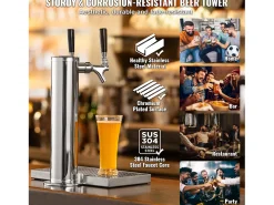 Columna de Cerveza SucceBuy, de Doble Grifo, Inoxidable y Cierre Automático, para Fiestas y Bares
