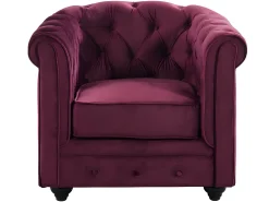 Conjunto 2 sillones terciopelo color púrpura CHESTERFIELD