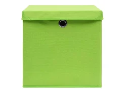 Conjunto de 4 Cajas de Almacenamiento Plegables con Tapas Verde 28x28x28 cm