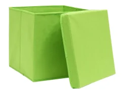Conjunto de 4 Cajas de Almacenamiento Plegables con Tapas Verde 28x28x28 cm