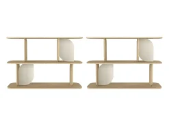 Conjunto de 2 estanterías con 2 baldas - Natural claro y beige - NELERIA