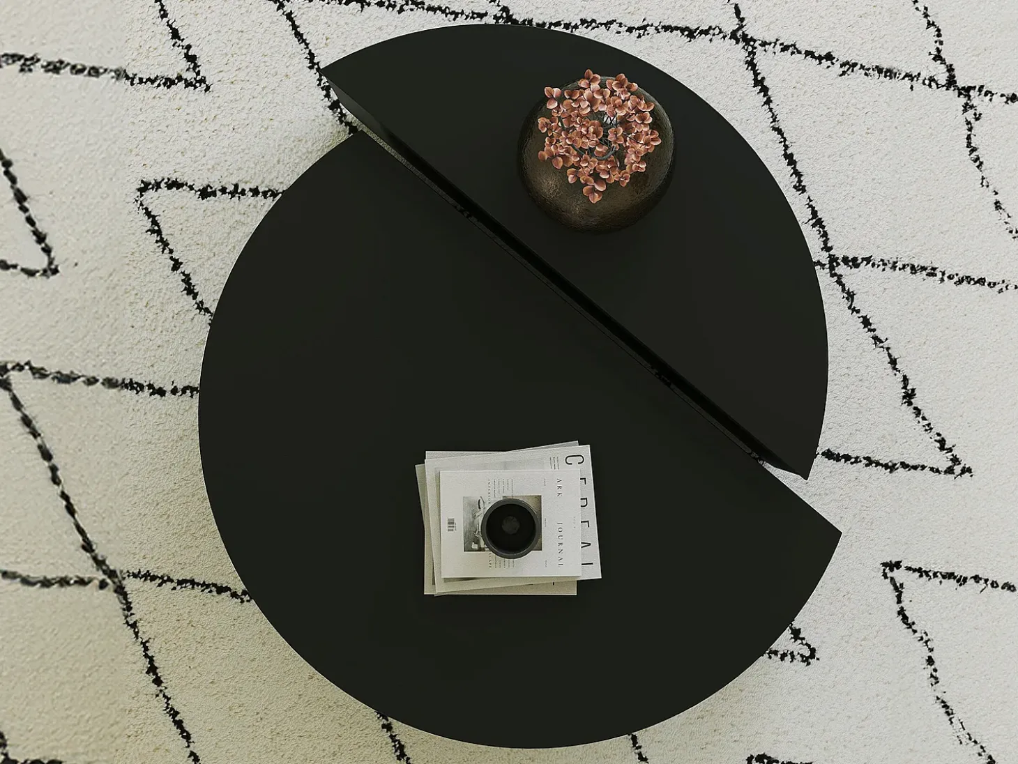 Conjunto de 2 mesas de centro nido - Color: Negro - ALOEVA