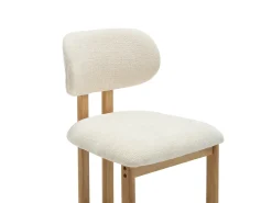 Conjunto de 2 taburetes de bar en tela texturizada y madera de hevea - Crema - YELAZ