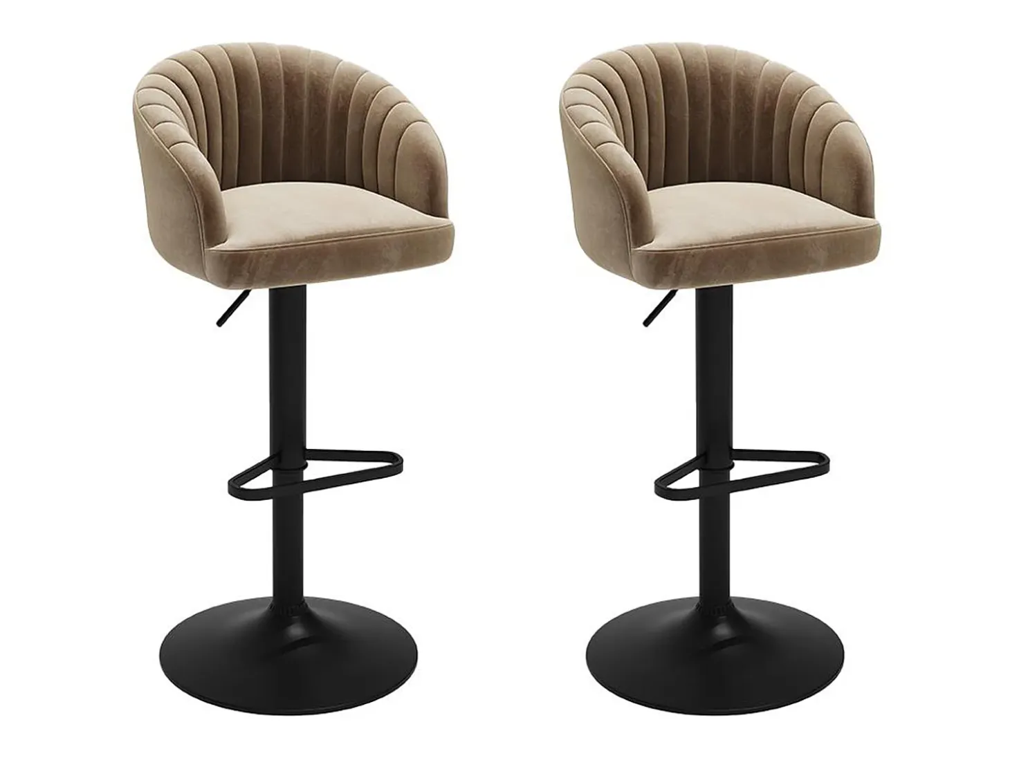 Conjunto de 2 taburetes de bar - Tela y metal - Beige - DORALIZ