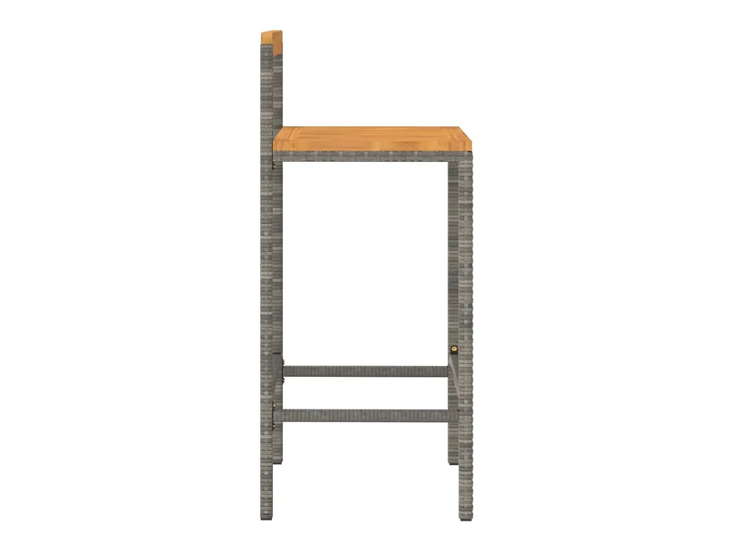 Conjunto de 4 taburetes de bar grises en resina trenzada y madera de acacia.