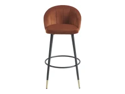 Conjunto de 2 taburetes de bar de terciopelo y metal - Terracota - ELIRAM