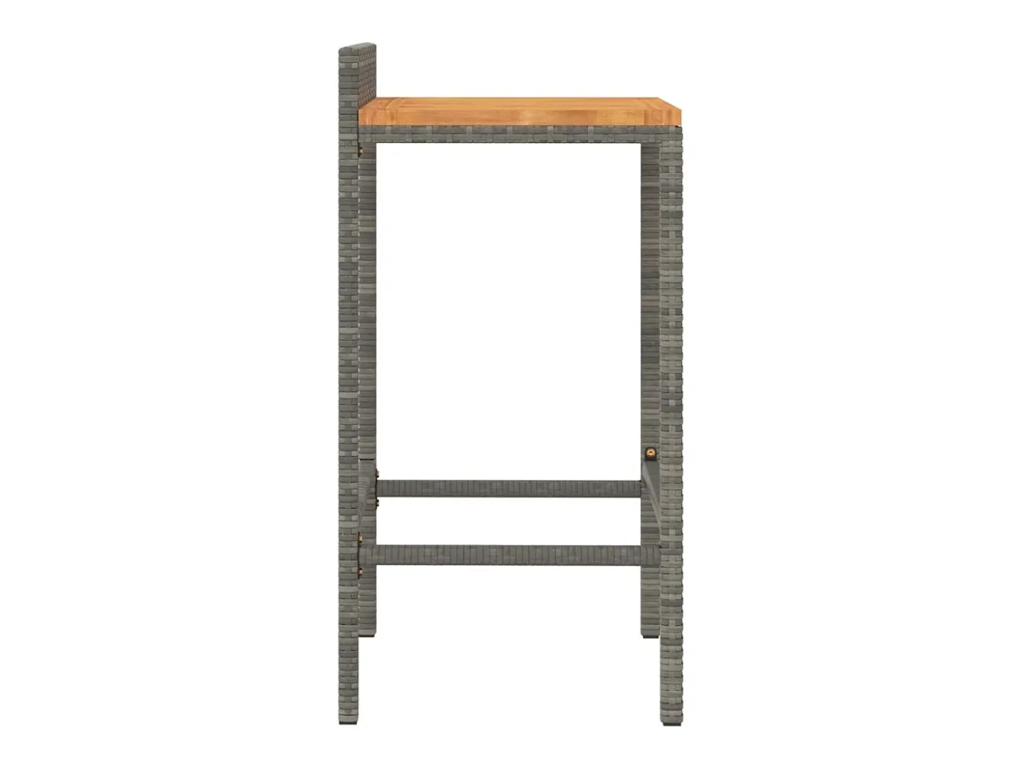 Conjunto de 4 taburetes de bar grises en resina trenzada y madera de acacia.