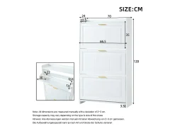Conjunto de 2 zapateros 70 x 24 x 120 cm con 3 puertas - Blanco