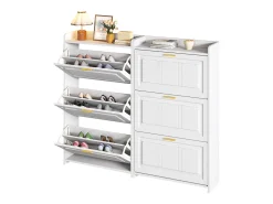Conjunto de 2 zapateros 70 x 24 x 120 cm con 3 puertas - Blanco