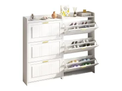 Conjunto de 2 zapateros 70 x 24 x 120 cm con 3 puertas - Blanco
