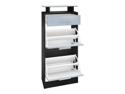 Conjunto de armario Loret V2 Mini, Carcasa en Negro mate / Frente en Gris Hormigón Óxido
