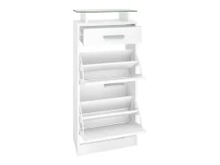 Conjunto de armario Loret V2 Mini, Carcasa en blanco mate / Frente en blanco alto brillo