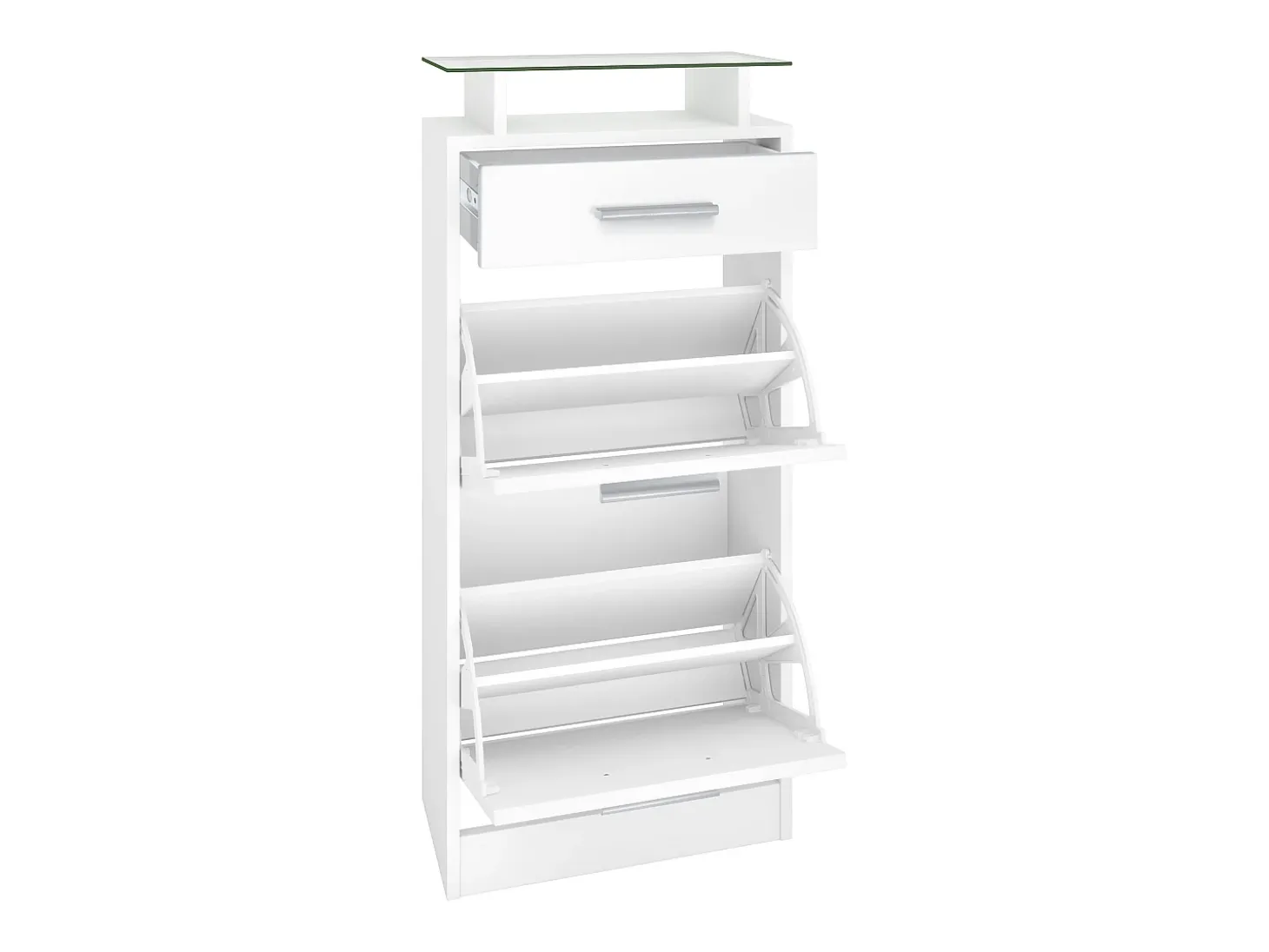 Conjunto de armario Loret V2 Mini, Carcasa en blanco mate / Frente en blanco alto brillo