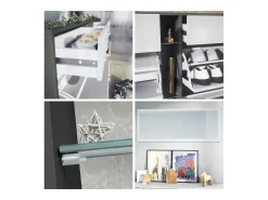 Conjunto de armario Orlando con zapatero, panel de pared y espejo de pared, negro mate/hormigón oxidado