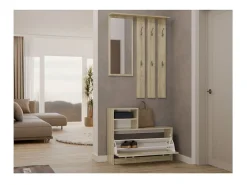 Conjunto de entrada Vera Roble Sonoma con espejo, 6 perchas, zapatero para 8-9 pares, armario funcional 85x24x180 cm