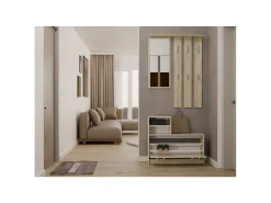 Conjunto de entrada Vera Roble Sonoma con espejo, 6 perchas, zapatero para 8-9 pares, armario funcional 85x24x180 cm