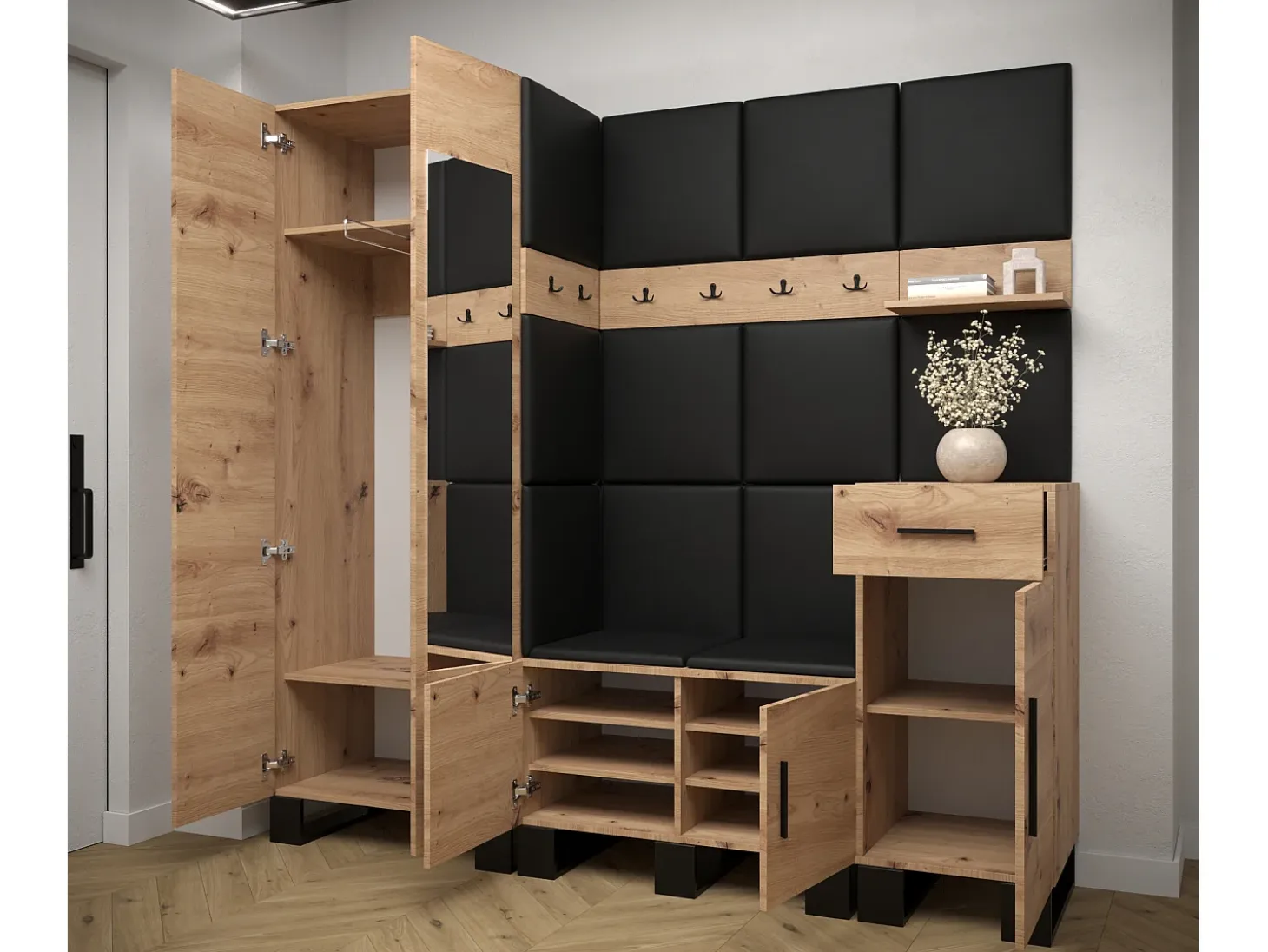 Conjunto de guardarropa Artin 13 196/200/46 (Roble/Manila 18)