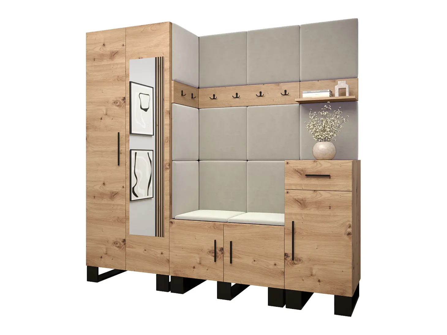 Conjunto de guardarropa Artin 13 196/200/46 (Roble/Manila 02)