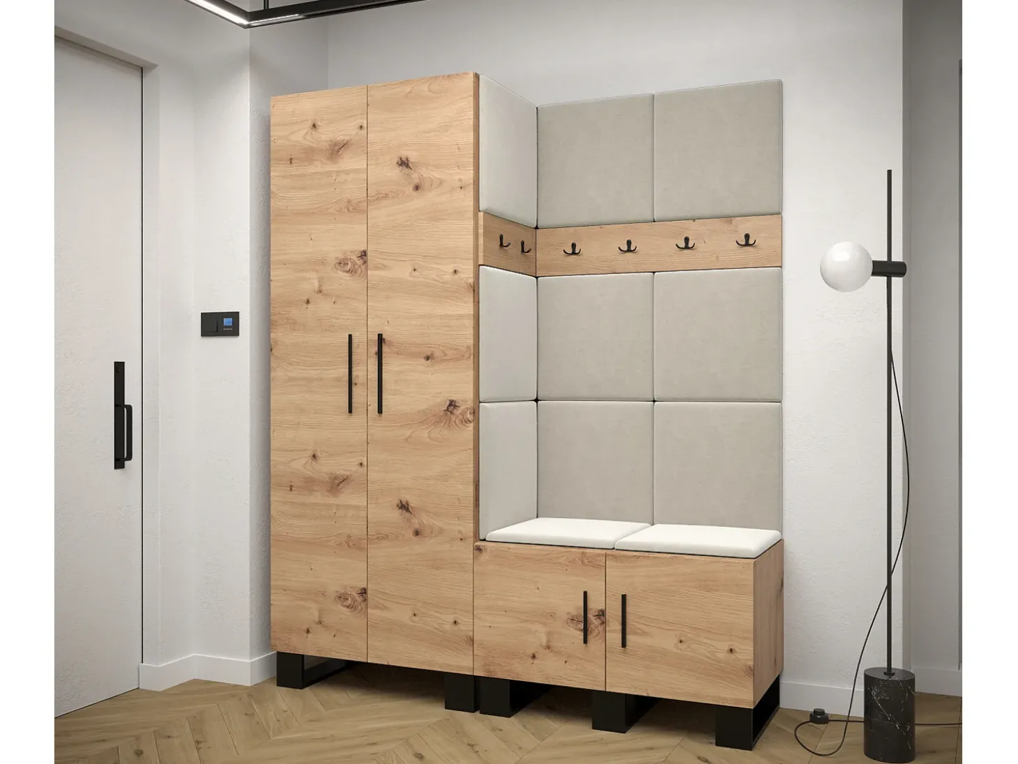 Conjunto de guardarropa Artin 2 196/158/46 (Roble/Manila 02)