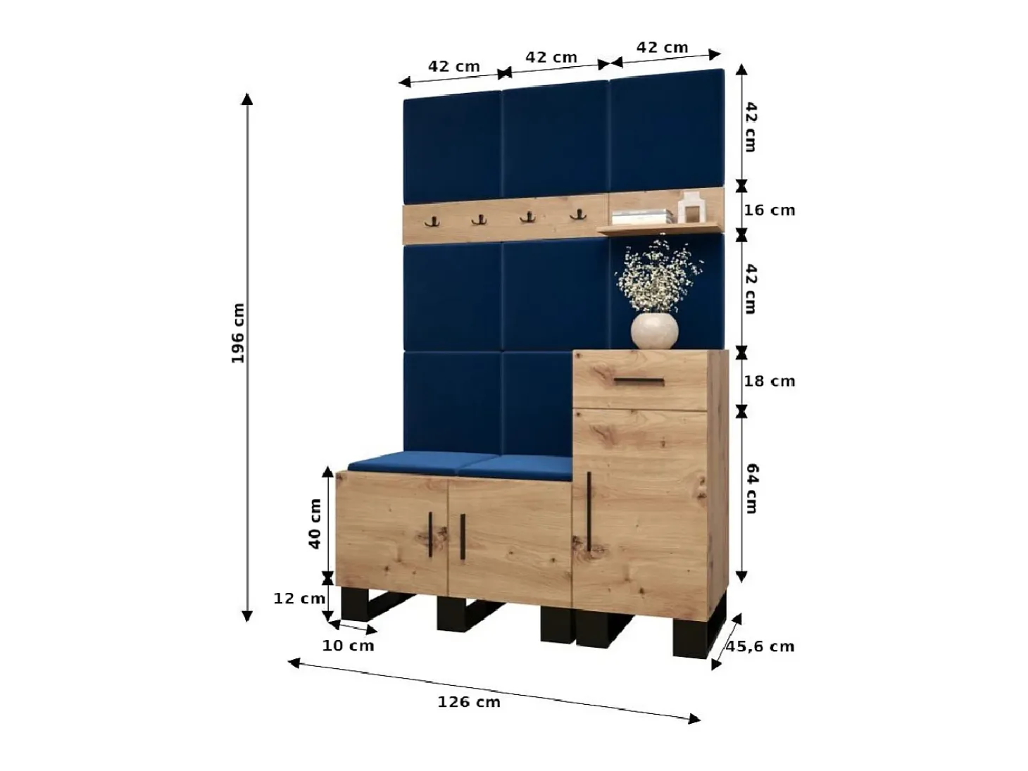 Conjunto de guardarropa Artin 5 196/126/46 (Roble/Manila 02)